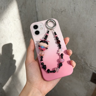 阿妈莉莉丝泳圈萌粒 粉色火烈鸟 手机链手机挂绳钥匙包挂饰DIY