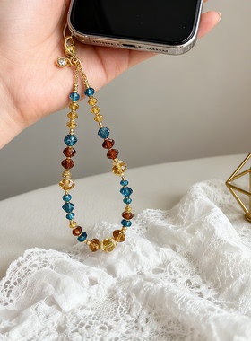 原创手机链手机链短款串珠手腕手机挂绳名族风复古