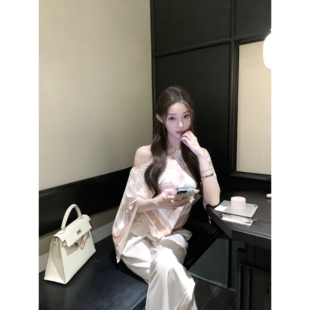 无名女装法式老钱水墨画雪纺衫披肩罩衫女宽松气质名媛度假休闲一