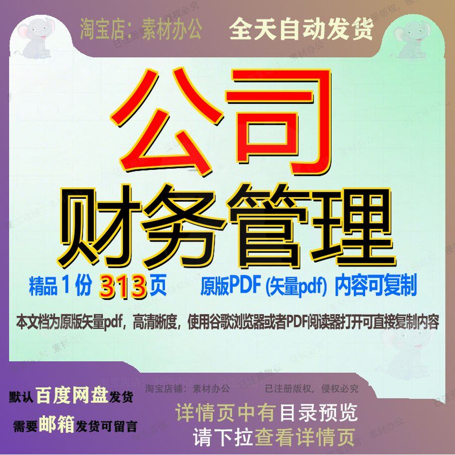 公司财务管理313页 资料财务文档财务管理优质公司财务可复制文
