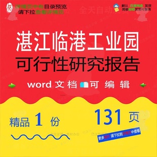 湛江临港工业园可行性研究报告 方案报告可研究工业园研究工行性