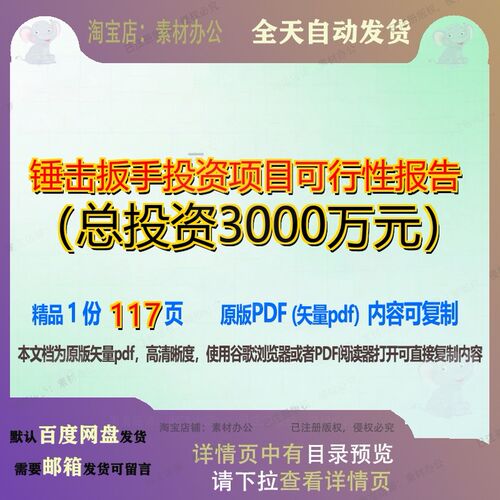 锤击扳手投资项目可行性报告（总投资3000万元）117页 项目报告