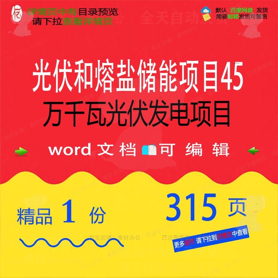 光伏发电项目光伏项目储能熔盐范本模板参考文档word和45万千瓦