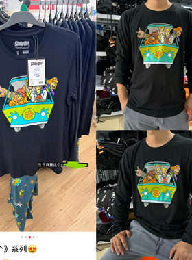 外贸尾货 Scooby Doo史酷比狗狗怀旧卡通vintage复古男女长袖T恤