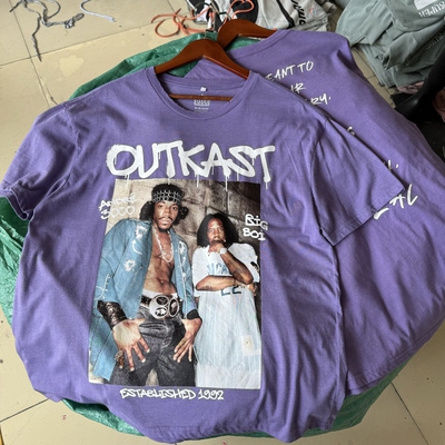 美版 Outkast说唱歌手阿瑟 middot乌瑟复古印花圆领短袖男女T夏薄
