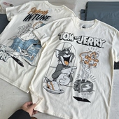 复古短袖 美单 动漫联名 JERY猫鼠卡通 男女慵懒风t恤夏薄透气 TOM