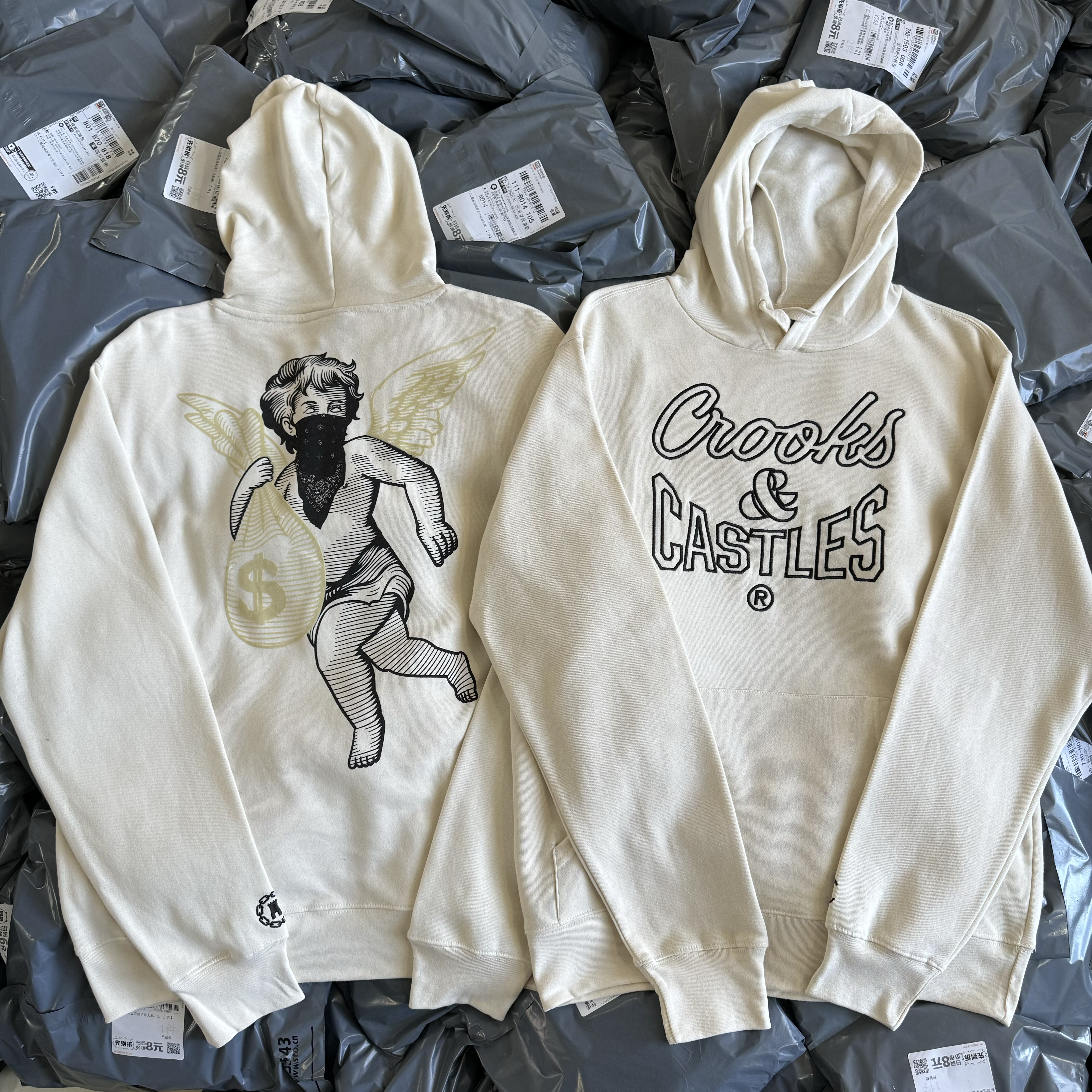 出口单 刺绣Crooks & Castles小天使美式连帽薄绒秋冬卫衣男女543