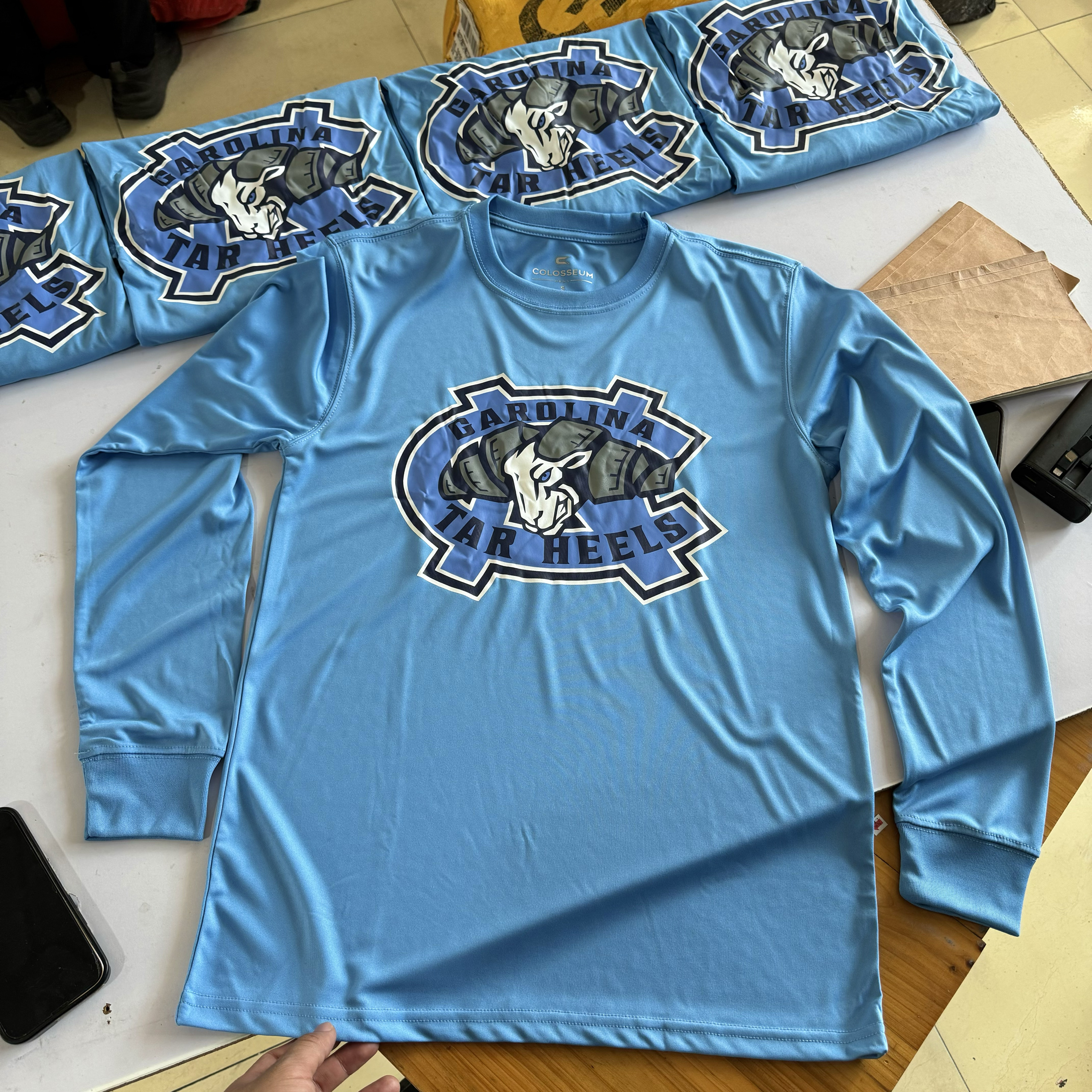 NCAA北卡大学 领头羊北卡蓝训练长袖t恤 男美式打底薄速干透气643