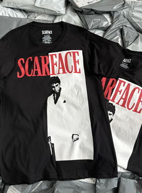 出口单 美式复古Scarface疤面煞星阿尔帕西诺T恤男女短袖拼色9736