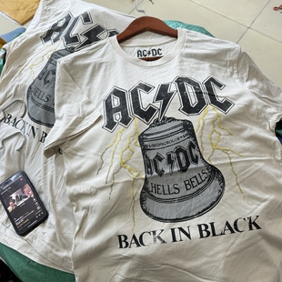 复古做旧欧美高街T恤男女夏薄 BLACK摇滚朋克美式 ACDC乐队BACK