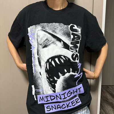 出口单 JAWS大白鲨午夜捕食者美式男女款短袖T恤夏薄圆领小众0048