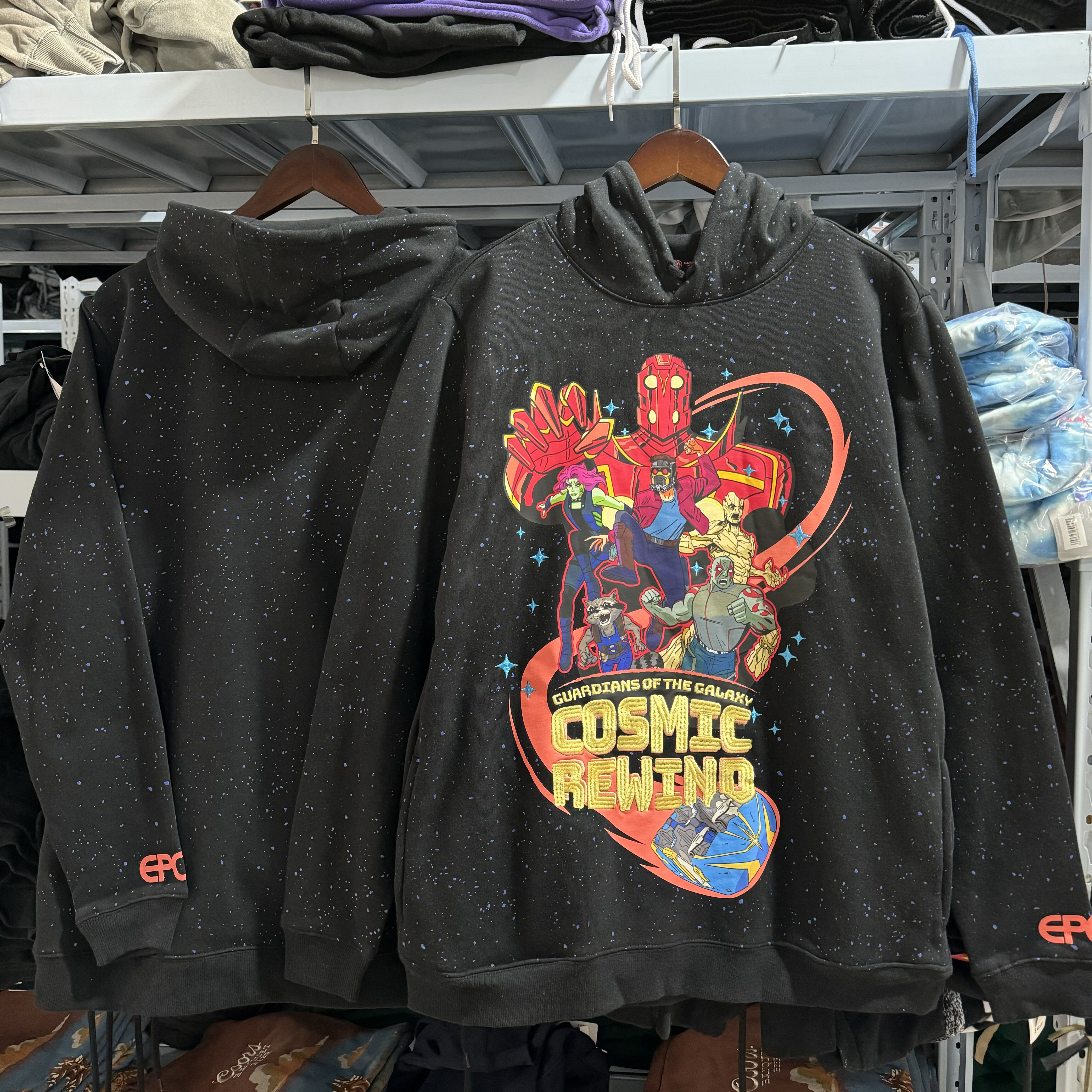 乐园版 刺绣Cosmic Rewind银河卫队连帽卫衣美式复古薄绒秋冬帽衫