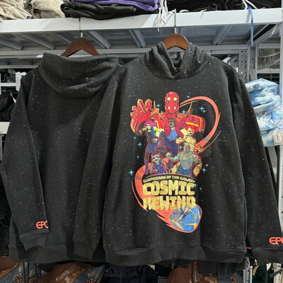 乐园版 刺绣Cosmic Rewind银河卫队连帽卫衣美式复古薄绒秋冬帽衫