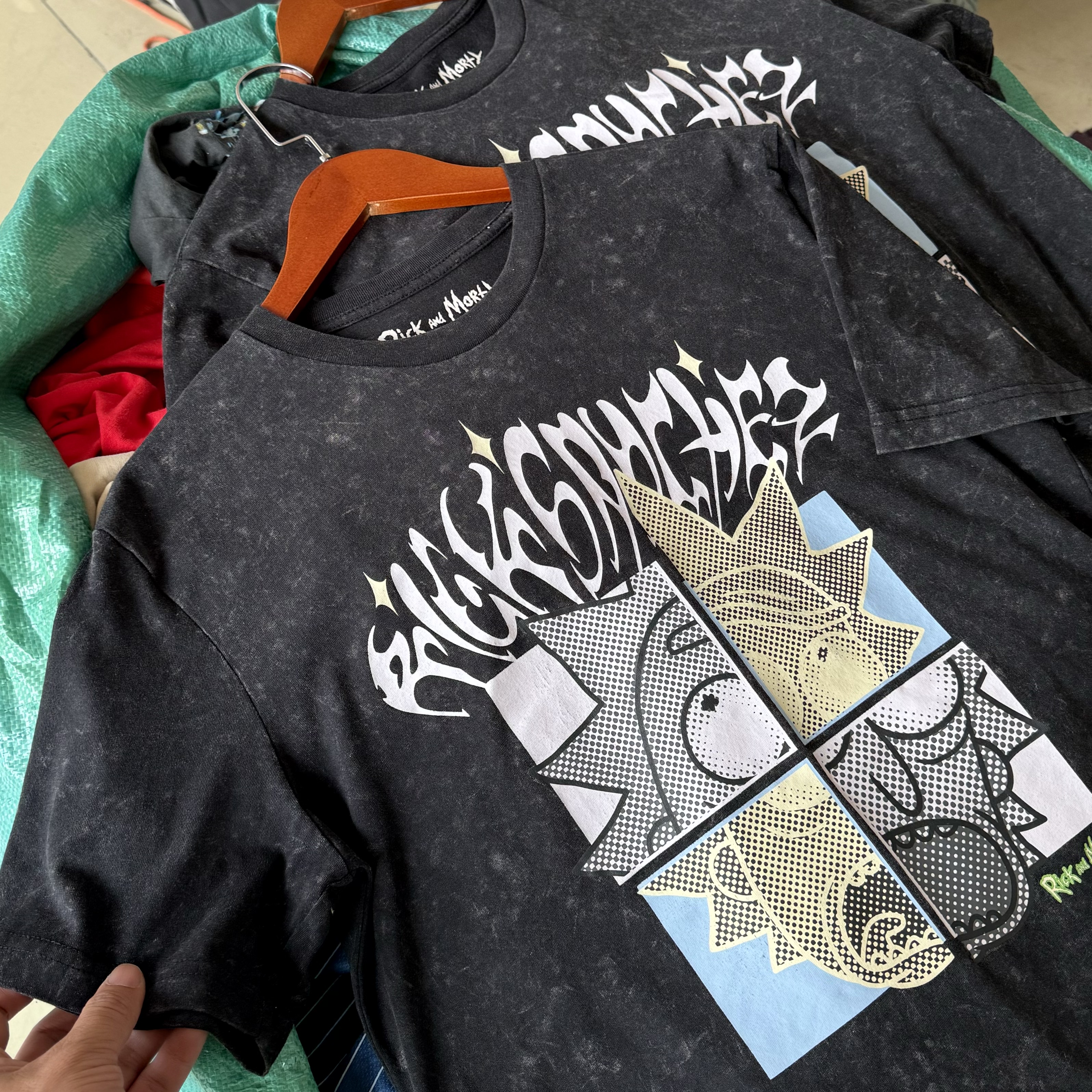 出口单 天才科学家Rick美式卡通短袖水洗做旧街头复古夏薄男女t恤