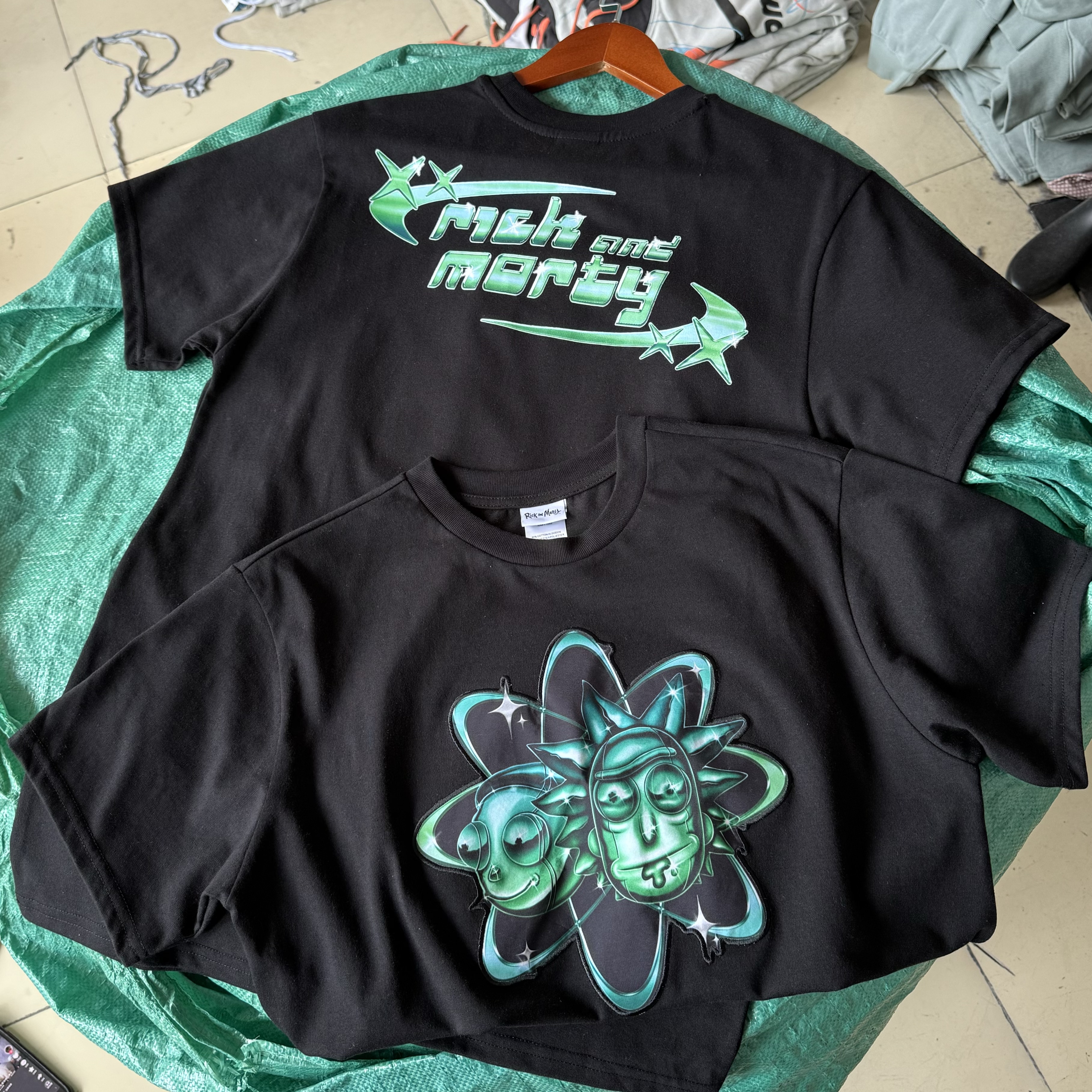 出口单 贴布绣 天才科学家Rick 美式卡通短袖街头复古夏薄男女t恤