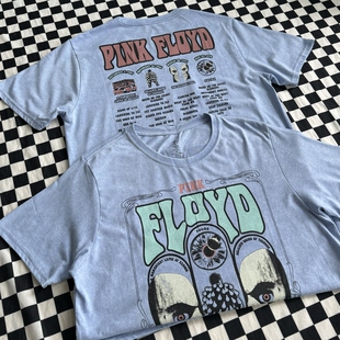 水洗 Pink Floyd 平克弗洛伊德 双头像1994专辑乐队短袖男女T恤薄