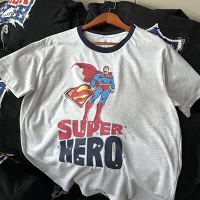 Superman 超级英雄 美式复古漫画风 慵懒卡通短袖男女夏薄t恤透气