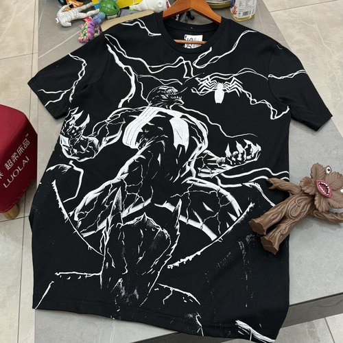 美版 毒夜VENOM超级英雄满身印 复古暗黑风Y2K亚文化短袖T恤夏薄