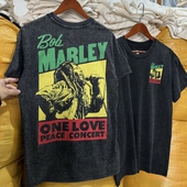 T恤夏薄4369 Marley雷鬼乐鼻祖水洗做旧男女短袖 美单 鲍勃马利Bob