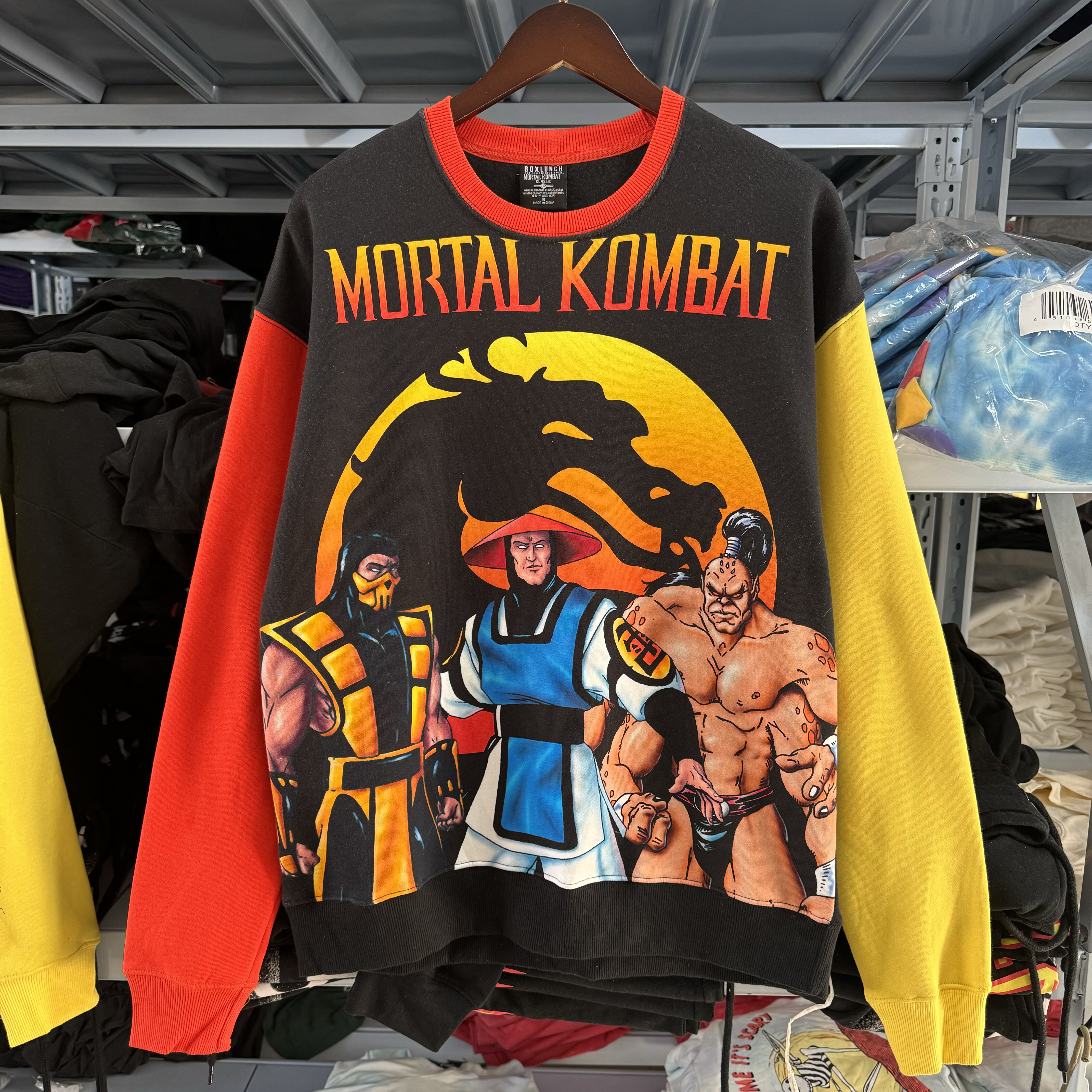 纯元 真人块打Mortal Komba周边 复古风撞色圆领卫衣男女秋冬薄绒