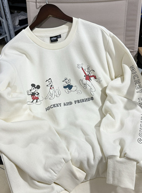 出口订单尾货 diss尼 男女款圆领卫衣秋冬薄绒上衣基础大欧码4685