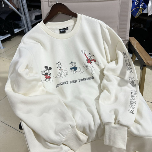 出口订单尾货 diss尼 男女款圆领卫衣秋冬薄绒上衣基础大欧码4685