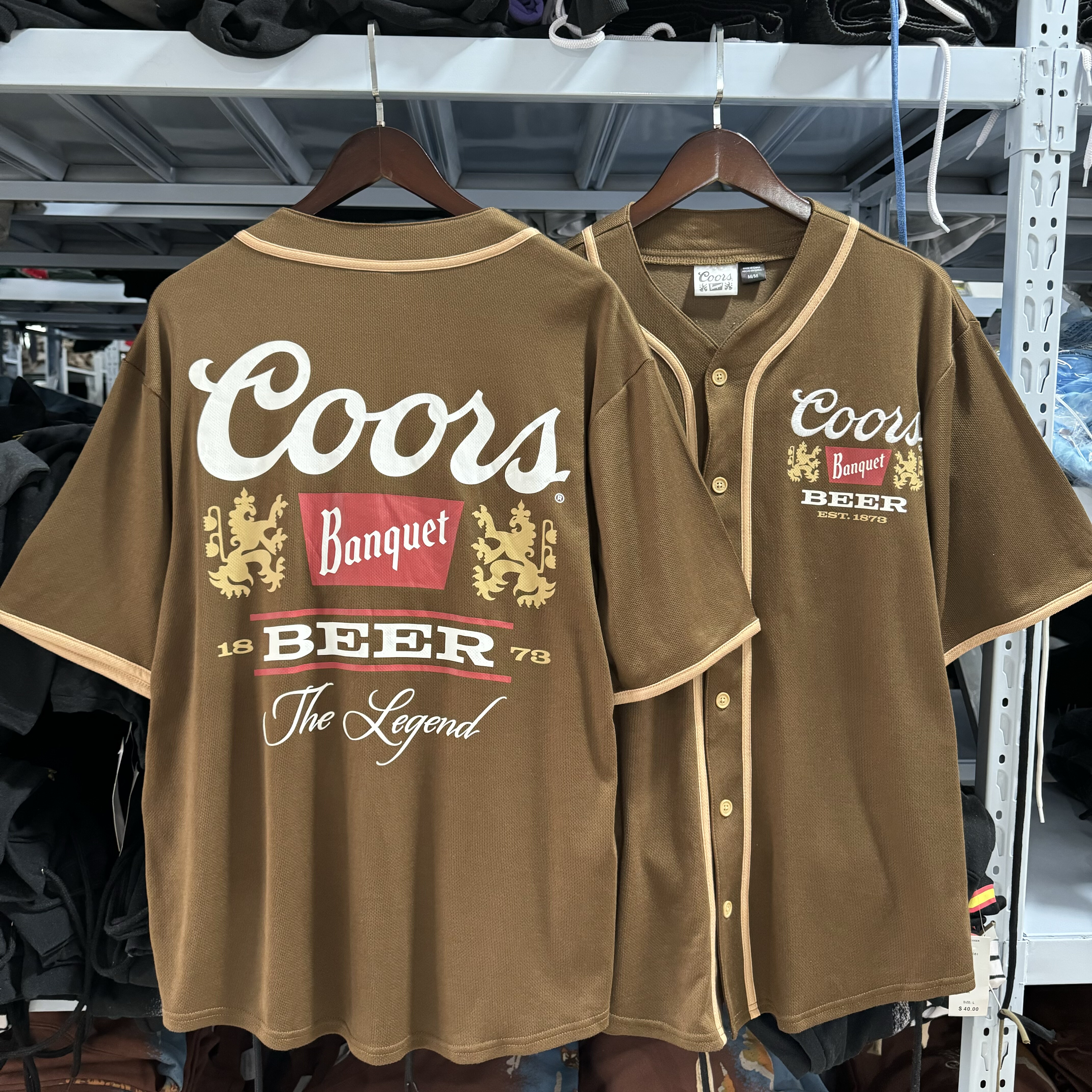 外贸 EST.1873 刺绣 美式复古纽扣棒球短袖开衫T恤男女速干透气夏