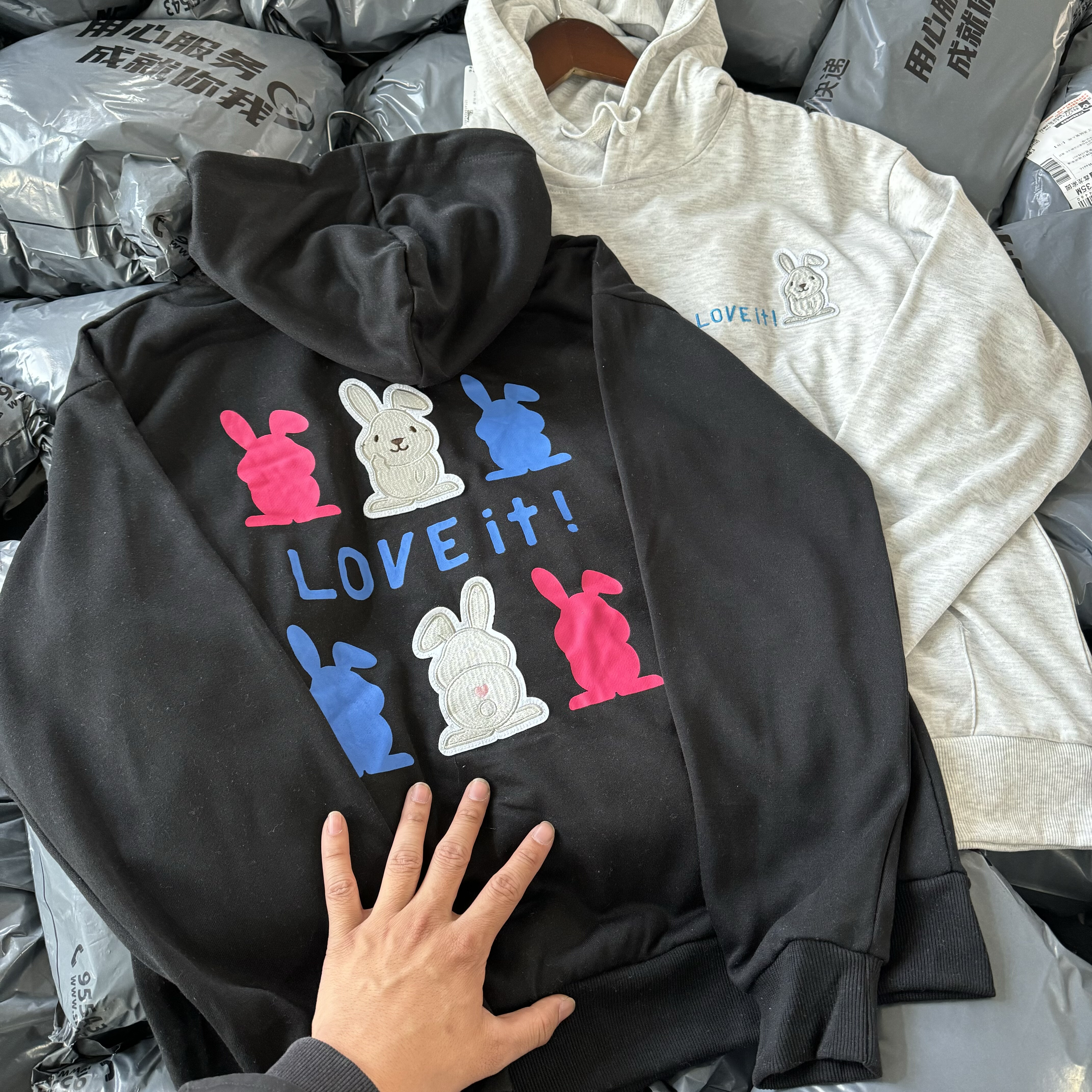 日本单 刺绣 LOVE it周边 毛圈连帽卫衣慵懒复古休闲男女春秋帽衫