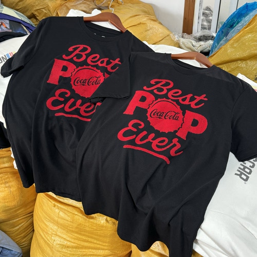 Best POP Ever可乐 气泡水联名 植绒印花美式复古短袖夏薄T恤男女