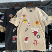 满身球队LOGO印花半袖 出口单 男女款 T恤 028 美国篮球圆领棉质短袖