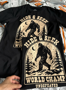 出口订单 外贸 大脚怪Bigfoot 男女短袖T恤 趣味街头小众夏薄2437