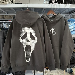外贸 惊声尖叫Scream鬼脸杀手男女复古小众连帽卫衣薄绒秋冬 刺绣