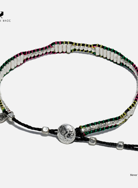 RONINMADE小众复古设计感波谱银手链男生情侣礼物编织手绳中古