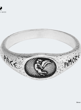 RONINMADE复古安格洛斯天使戒指情侣尾戒纯银男女中古礼物银对戒