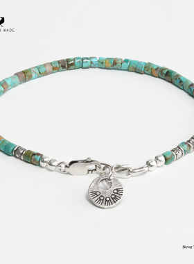 roninmade复古小众设计感阿马拉绿松手链情侣礼物纯银饰中古手镯