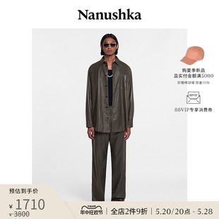 限时折扣 NANUSHKA 男士 气质土壤灰素皮皮衣衬衫 LANDIS 时尚