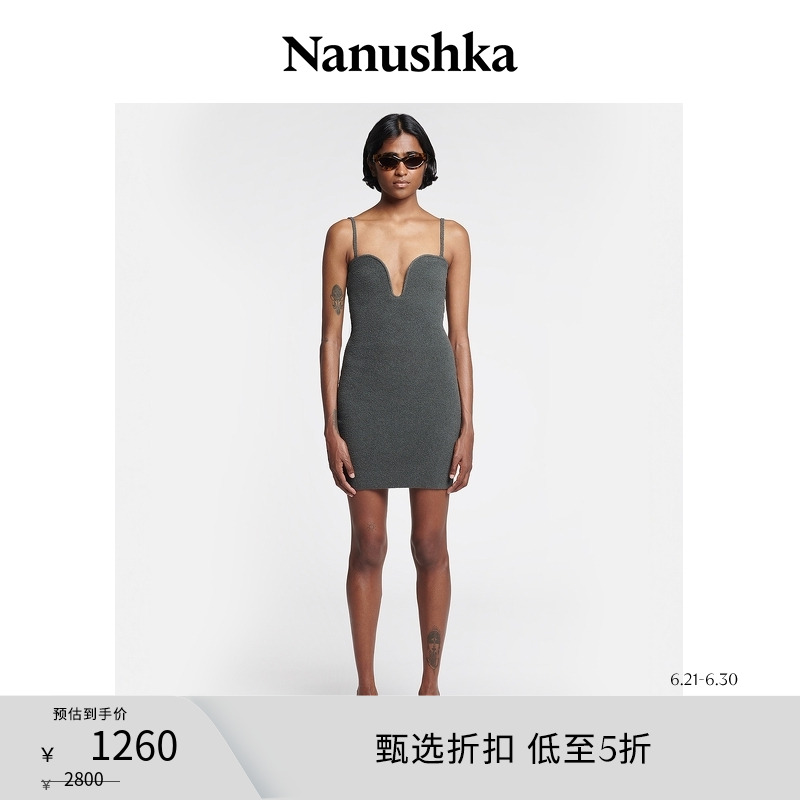【甄选折扣】NANUSHKA 女士 SHOTHI 深V领修身连衣裙