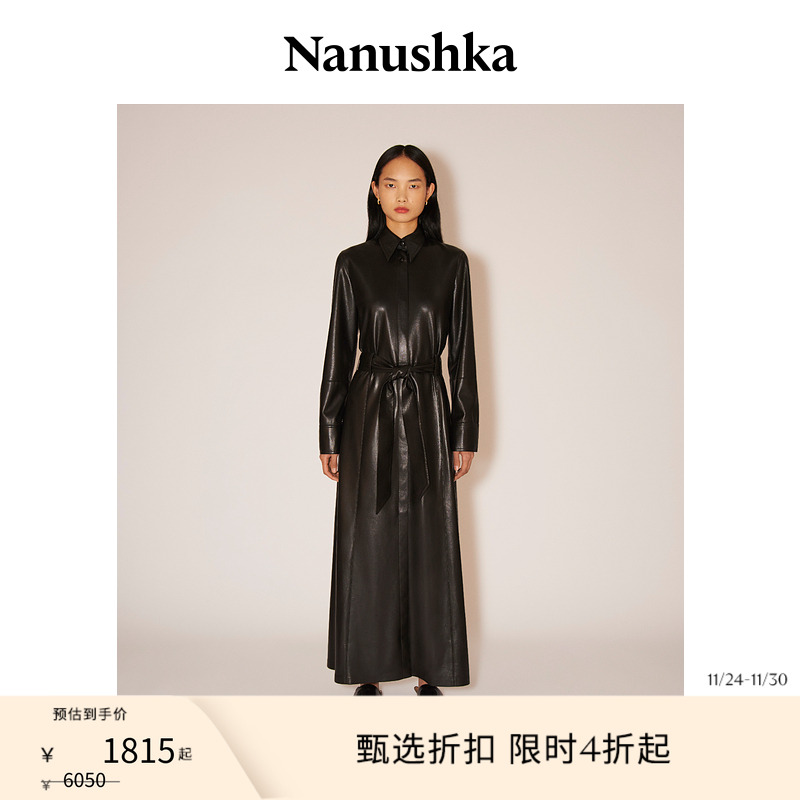Nanushka经典黑色女士衬衫裙