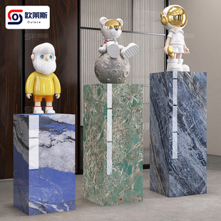 高端大理石摆件底座轻奢高级感2026新款岩板花架子客厅落地式