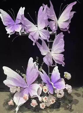 染色庆蝴蝶001纸艺品橱窗美成陈拍婚婚礼舞台布置摄影道具仿真摄