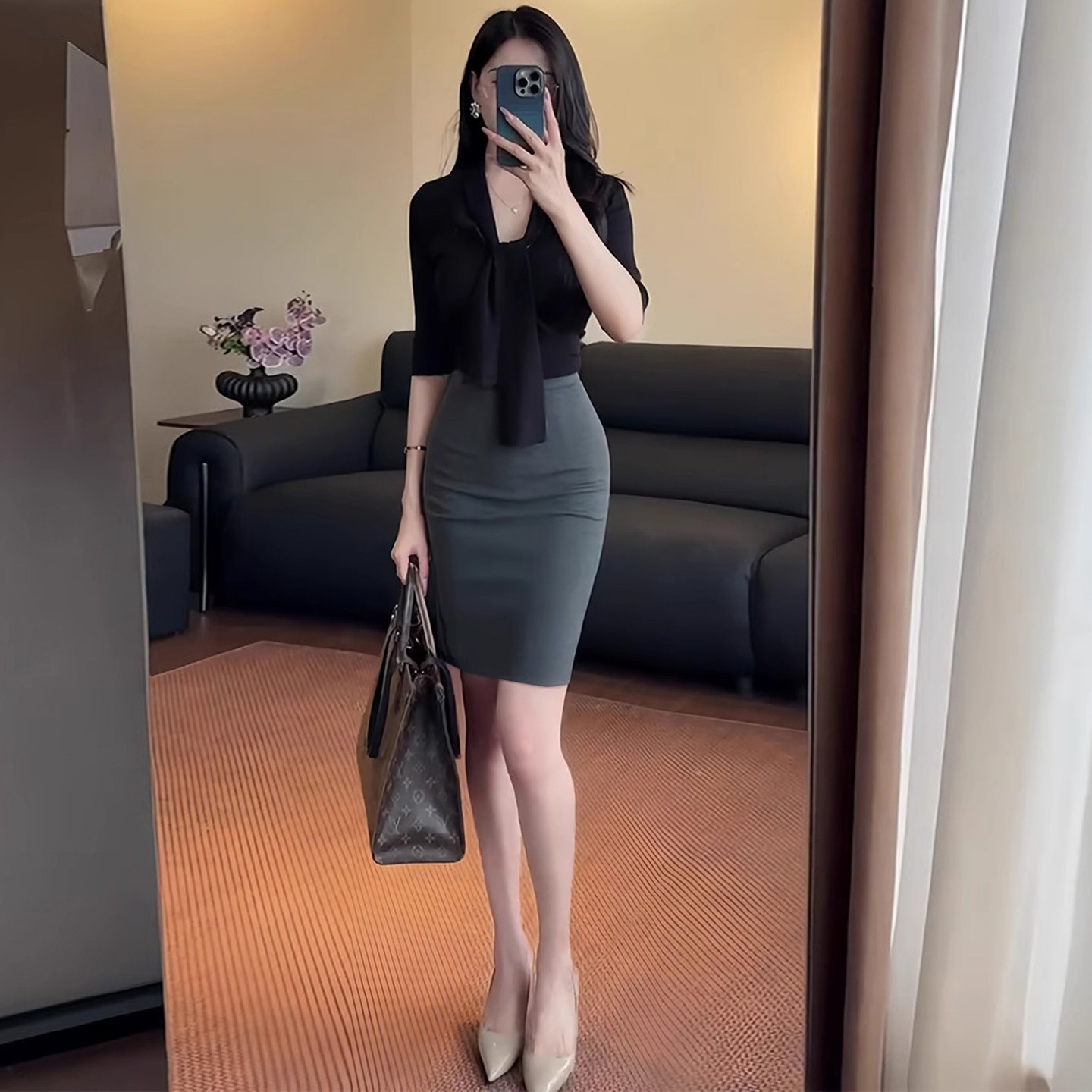红色职业包臀裙半身裙女2026新款气质ol高腰包裙紧身一步短裙潮