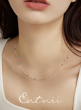 彩色豆豆s925银夏季清新项链