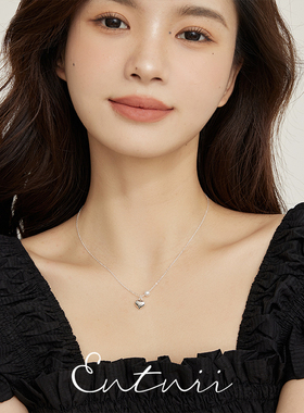 法式复古立体爱心珍珠项链锁骨链