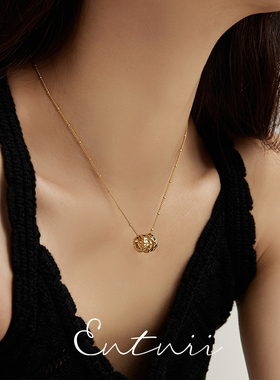 气质轻奢锆石祖母绿色项链