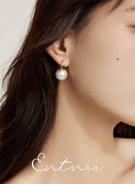Entnii 时光之海 ins同款欧美设计感复古珍珠耳钉精致小众耳扣