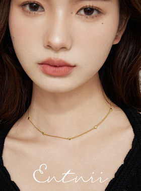 金色爱心串珠锁骨链项链