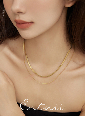 欧美极简风双层蛇骨链