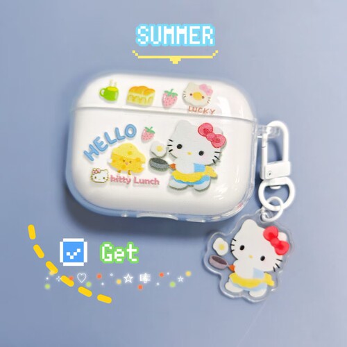 可爱厨师kitty猫咪vivotws5e保护套iqootws5i耳机套vivotws5卡通tws4耳机壳tws3e