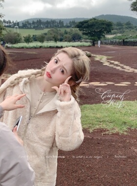 【福利65折清仓】csk丘比特 “奶油核桃塔walnut”毛绒连帽厚外套