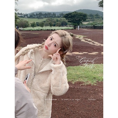 【福利65折清仓】csk丘比特 “奶油核桃塔walnut”毛绒连帽厚外套